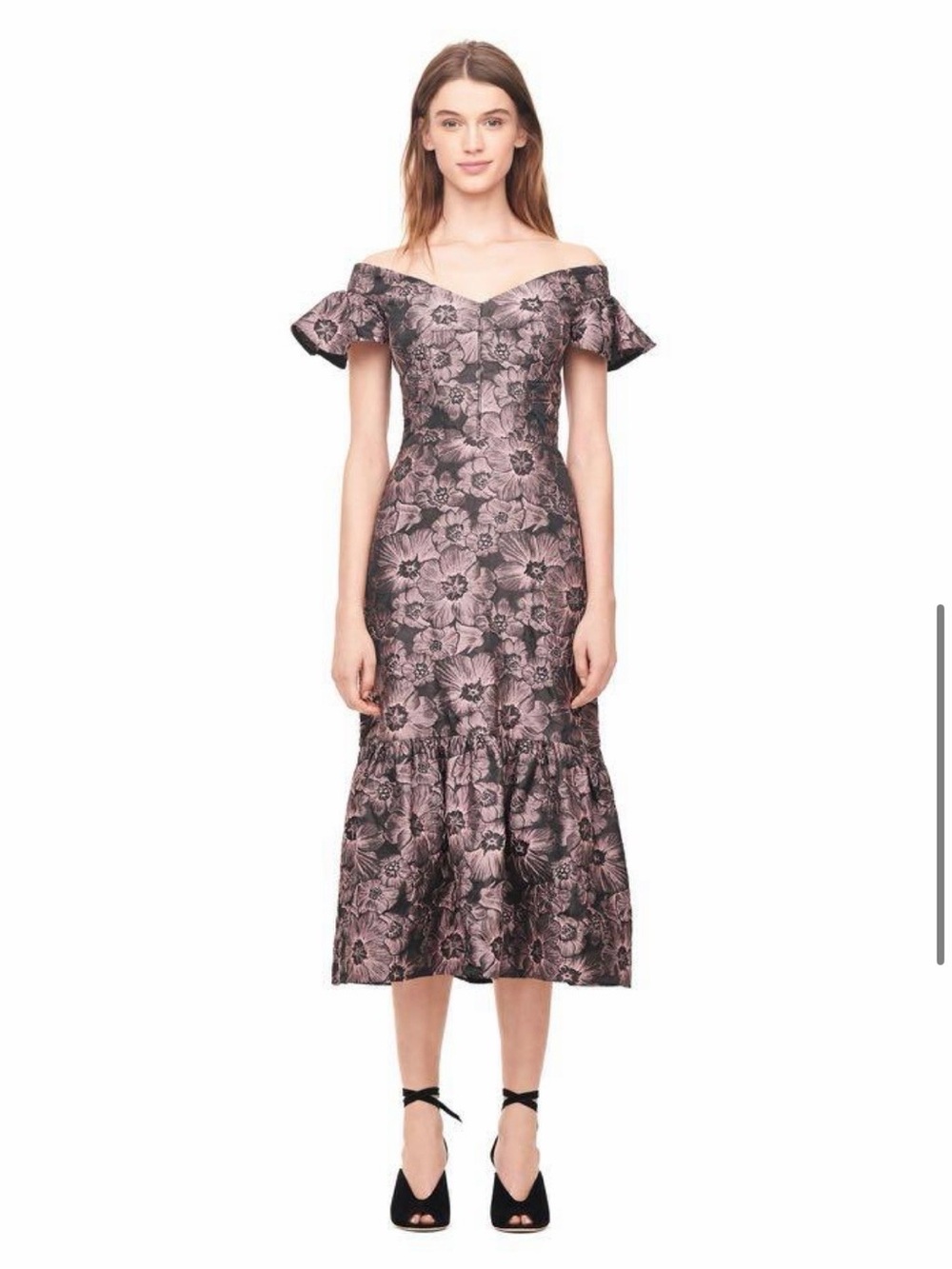 Rebecca Taylor Off The Shoulder Floral Midi Dress Size 0